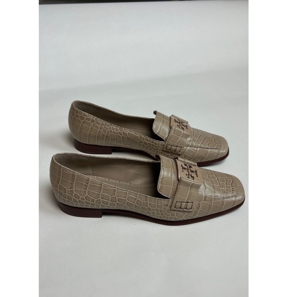 Tory Burch Shoes - Tory Burch Georgia Sand Croc Embossed Leather Loafers Square Toe 83320 Size 10M